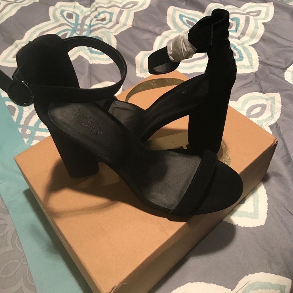 New Black Strap Chunky  Heels