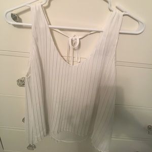 Pleated white blouse tank