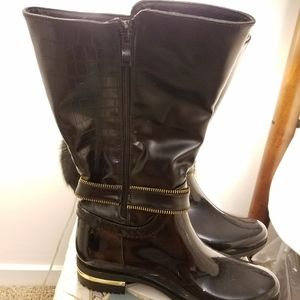 Black and Gold Rain boots