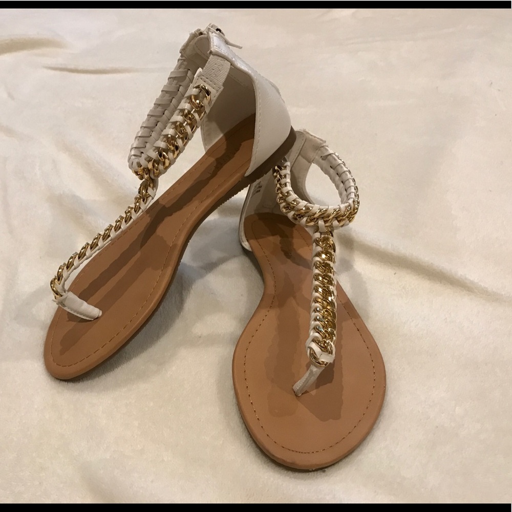 White Gold Gladiator Sandals