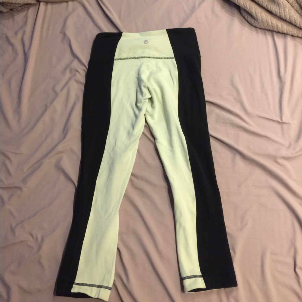 Black and yellow Lululemon crops