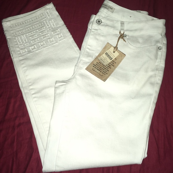 White jeans with cutout embroidered ankle - Picture 1 of 3