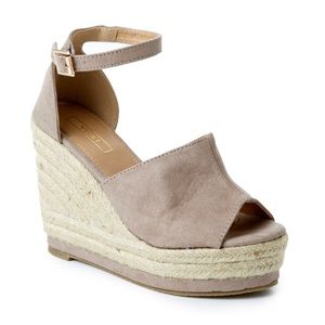 Taupe Platform Wedges