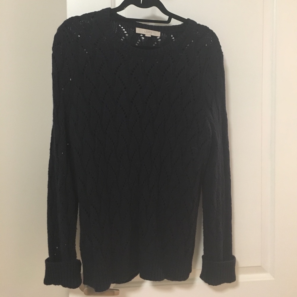 LOFT Navy Cable Knit Sweater