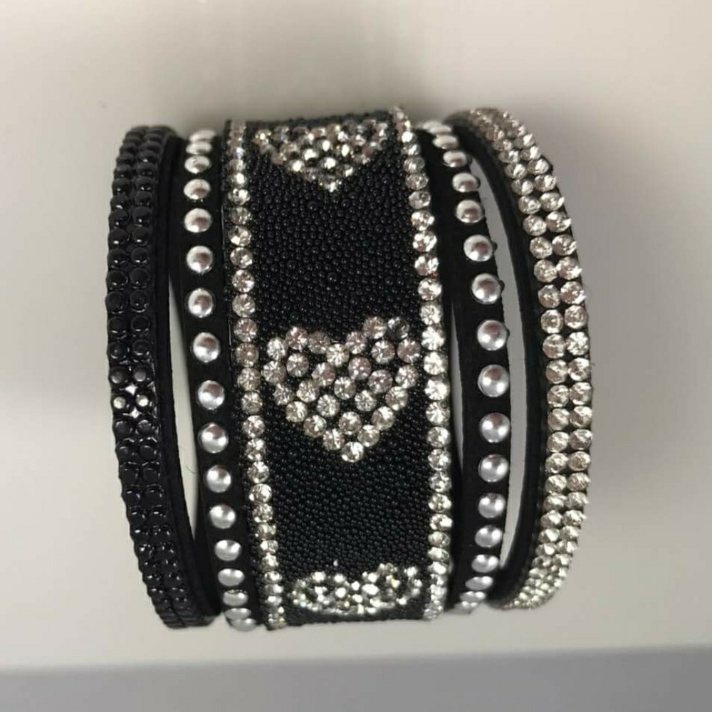 Sedalia Designs Black Wrap Bracelet w/ Rhinestones