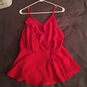 Red Peplum Wrap Tank