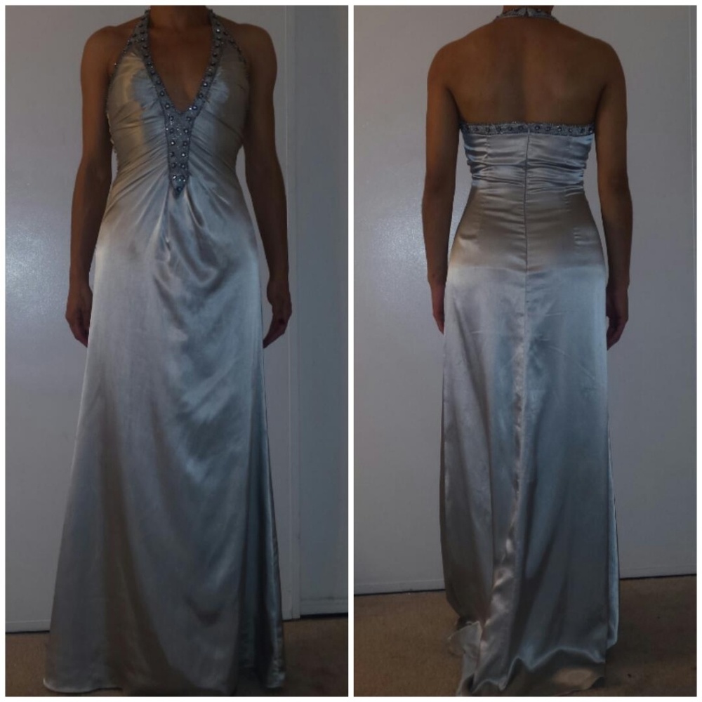 Silver evening gown
