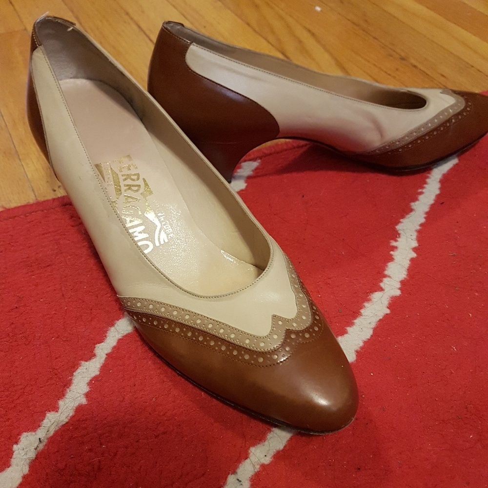 Ferragamo Oxford Wingtip Heels sz. 8 (Vintage) 👠