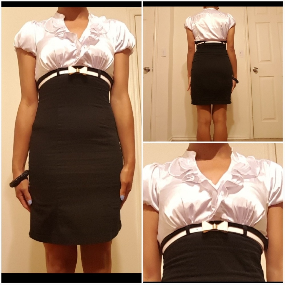Black and white Sheath business interview dress