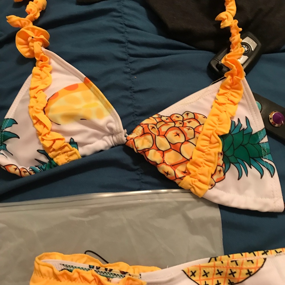 Pineapple bathing suit L fits small or Medium