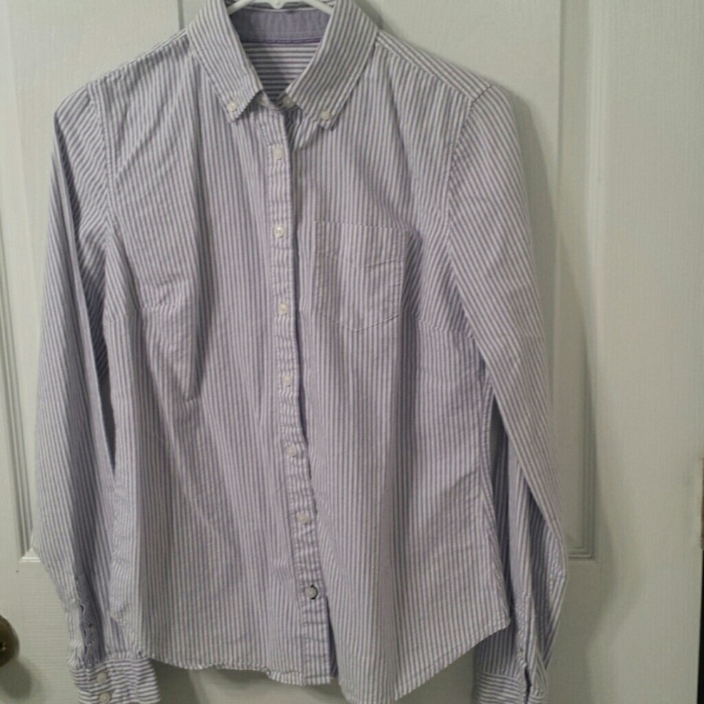 Womens blue pin stripe button up