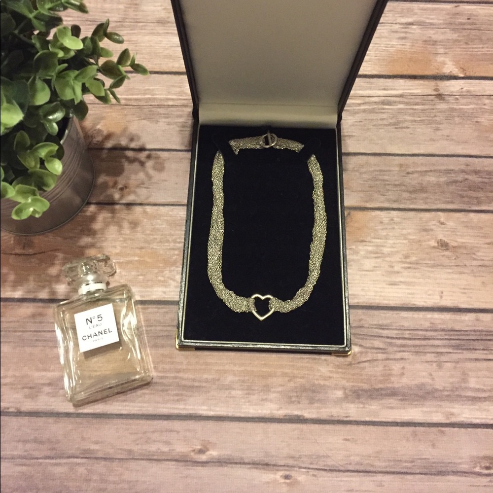 Multi strand silver heart necklace