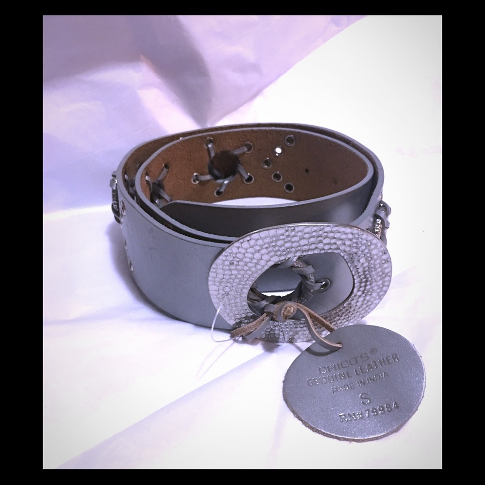 Chicos grey leather belt