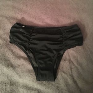 Black high waisted ribbed swimsuit bottom