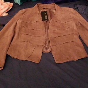 Suade tan pleated blazer size large