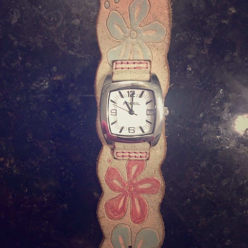 Fossil Leather Floral Watch