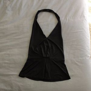 NWT black slinky peplum halter top