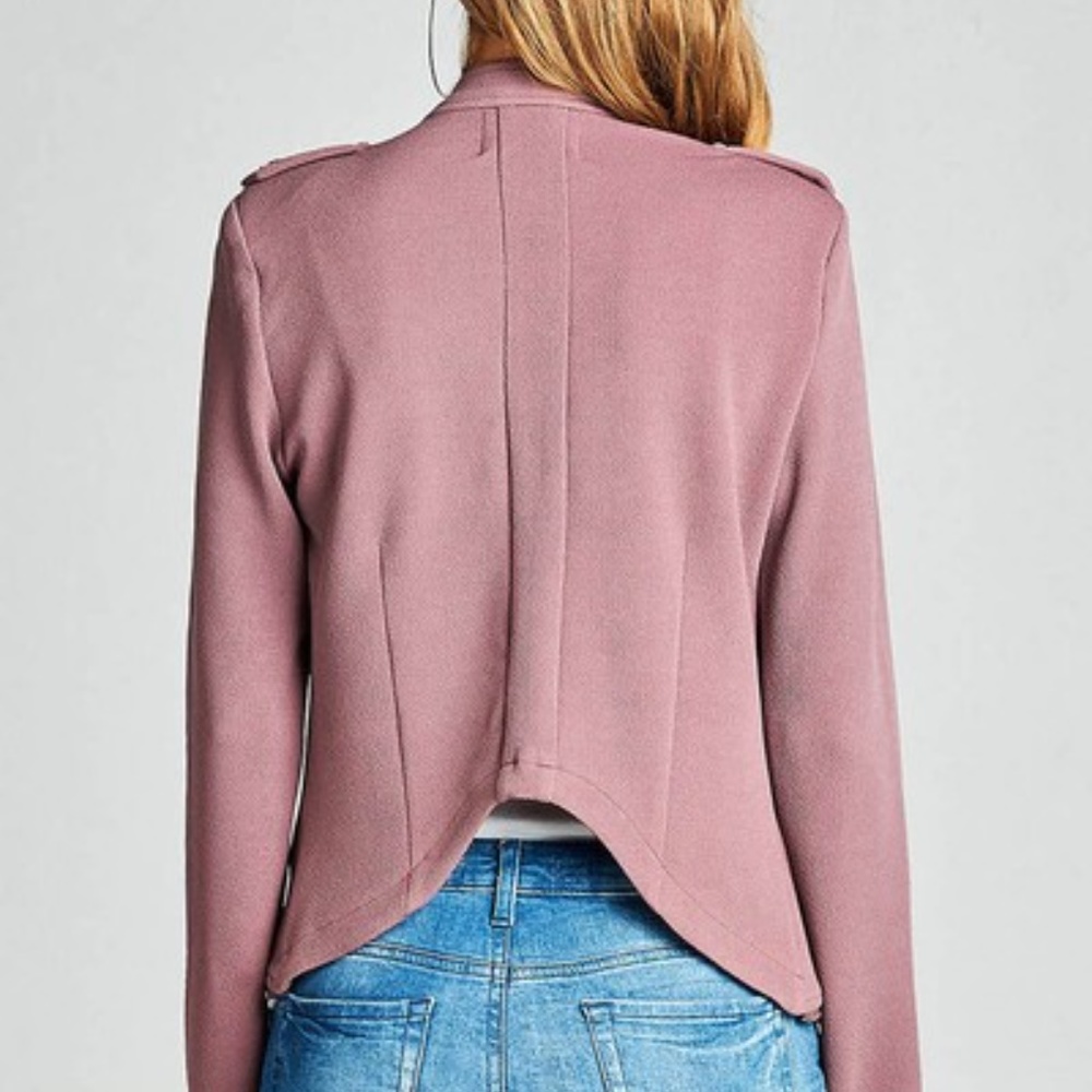 Mauve Curved Motto Jacket - Picture 3 of 4