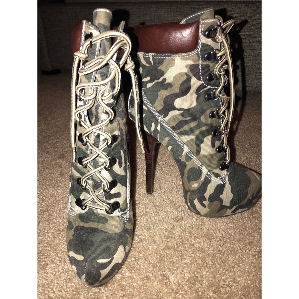 Camo High Heel Booties