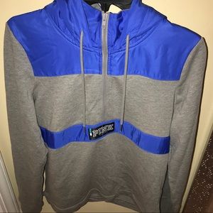 VS PINK Royal Blue Fleece/Windbreaker 1/4 Zip