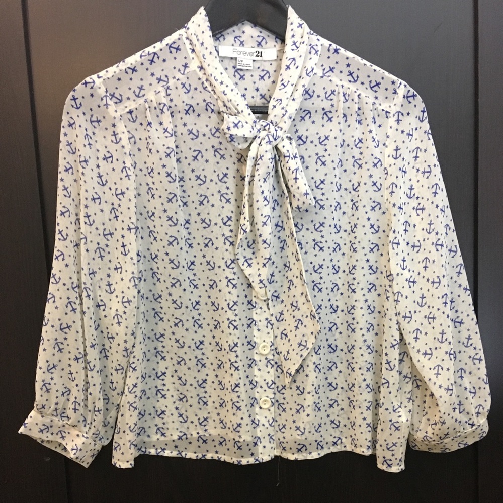Forever 21 tie neck blouse