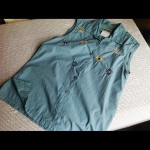 ESPRIT sleeveless embroidered cotton blouse