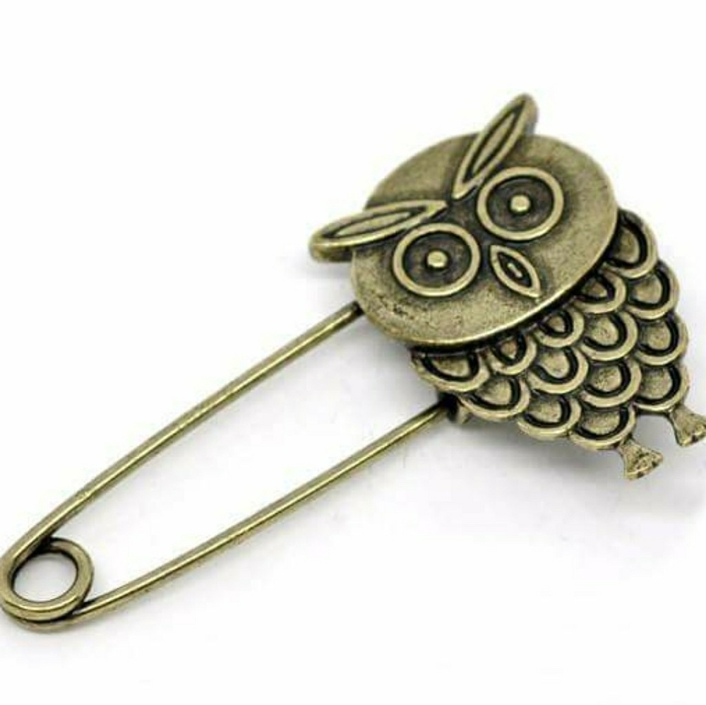Owl Safety Pin Brooch
