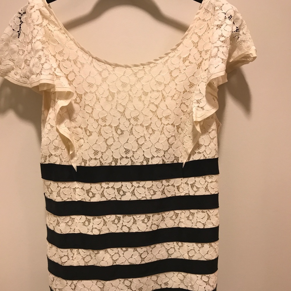 BCBG white and black lace dress