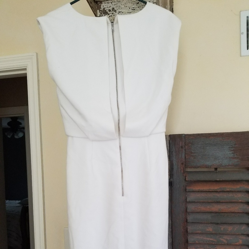 JCrew black label lined white dress