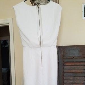 JCrew black label lined white dress