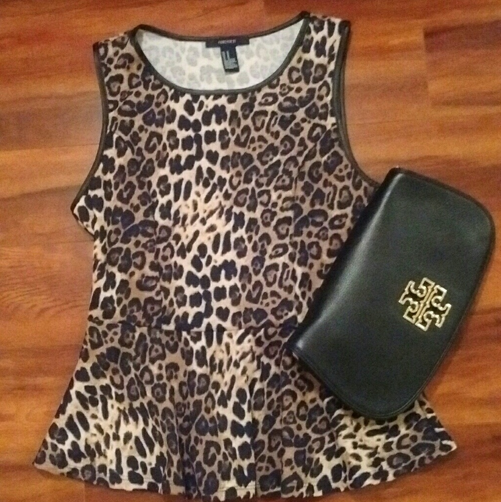 Forever21 animal print peplum top