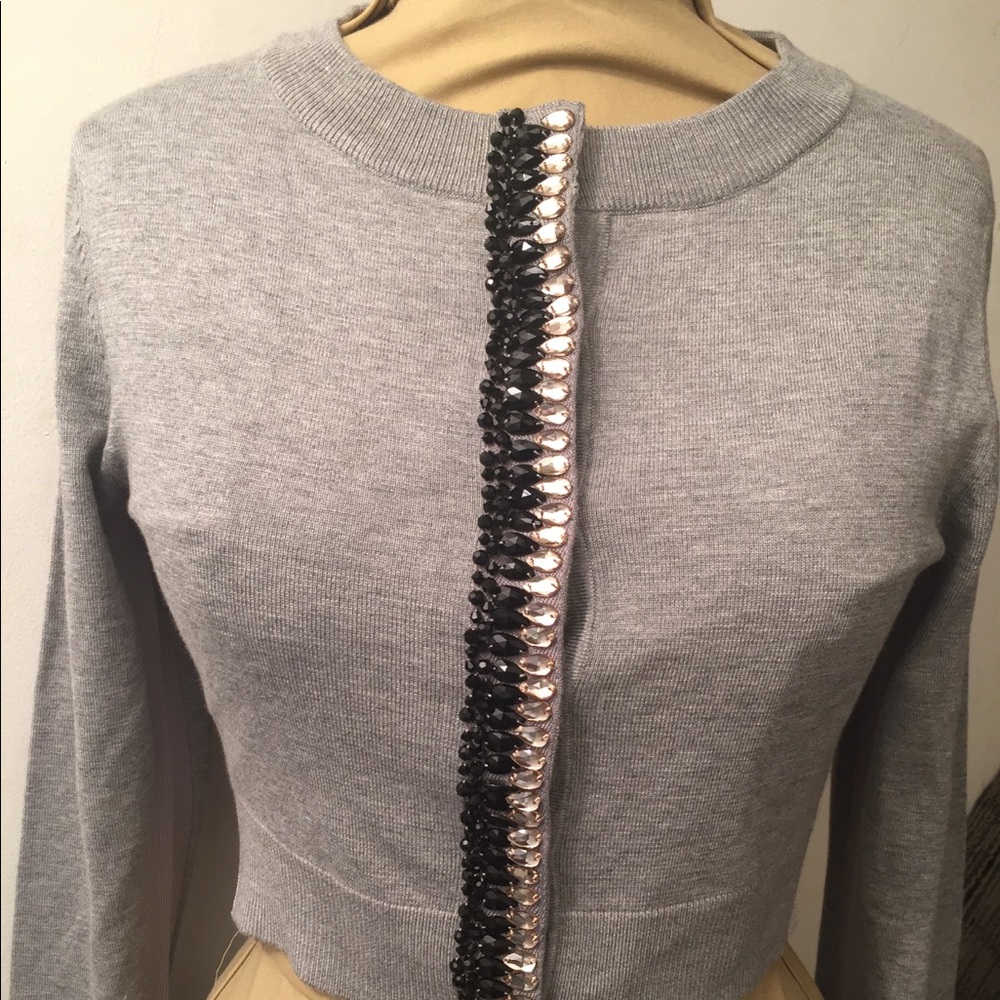 Dkny Grey crop top cardigan