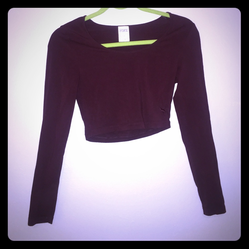 Maroon long sleeve crop top