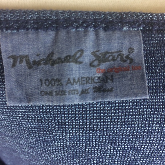 Michael Stars V Neck Blue Metallic 3/4 Sleeve Top - Picture 7 of 8