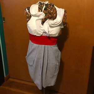 Red white and blue dress with pockets