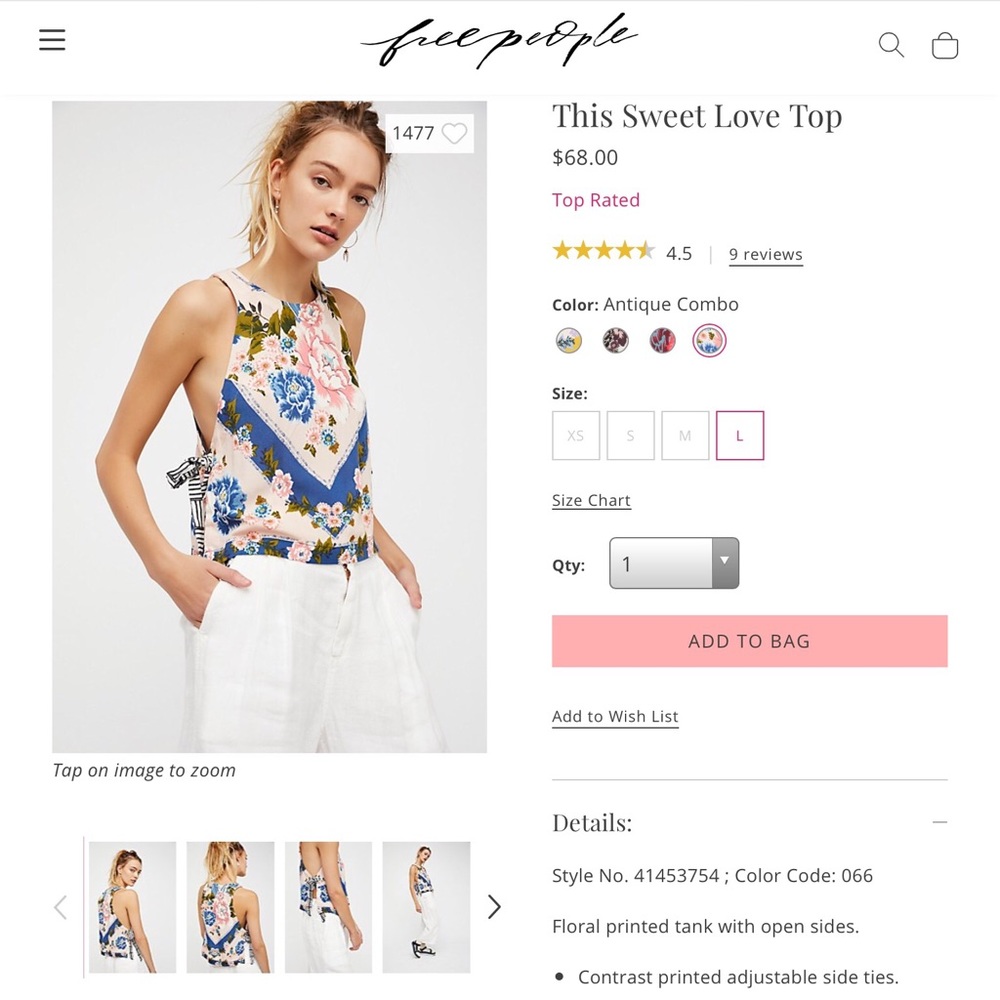 BNWT Free People Antique Combo This Sweet Love Top - Picture 7 of 8