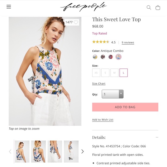 BNWT Free People Antique Combo This Sweet Love Top - Picture 7 of 8