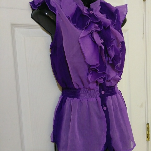 Tramp Purple Ruffle Blouse - Picture 2 of 6