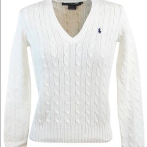 White Ralph Lauren V neck sweater