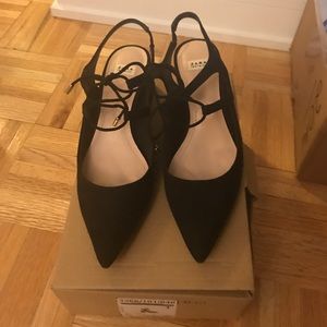 Zara lace up block heeled sandals shoes size 36