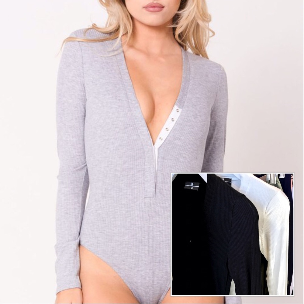  Black Ribbed Bodysuit