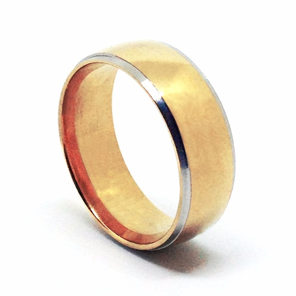 Ring Band Gold with Silver Edging - Picture 1 of 4