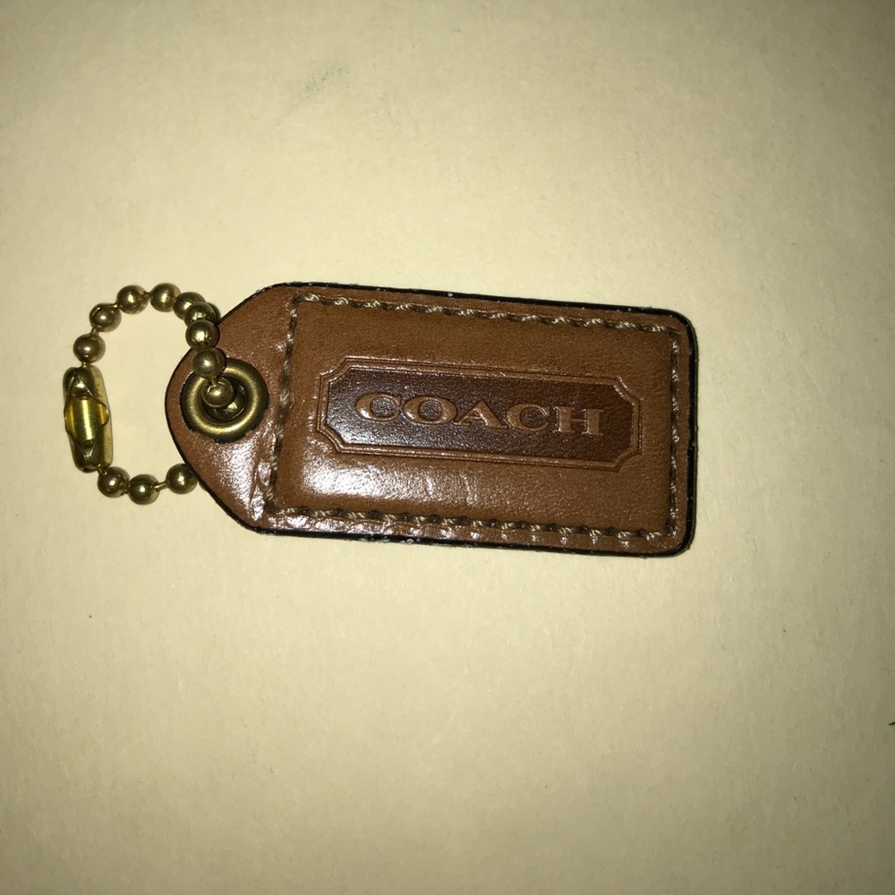 Coach tan tag with chain