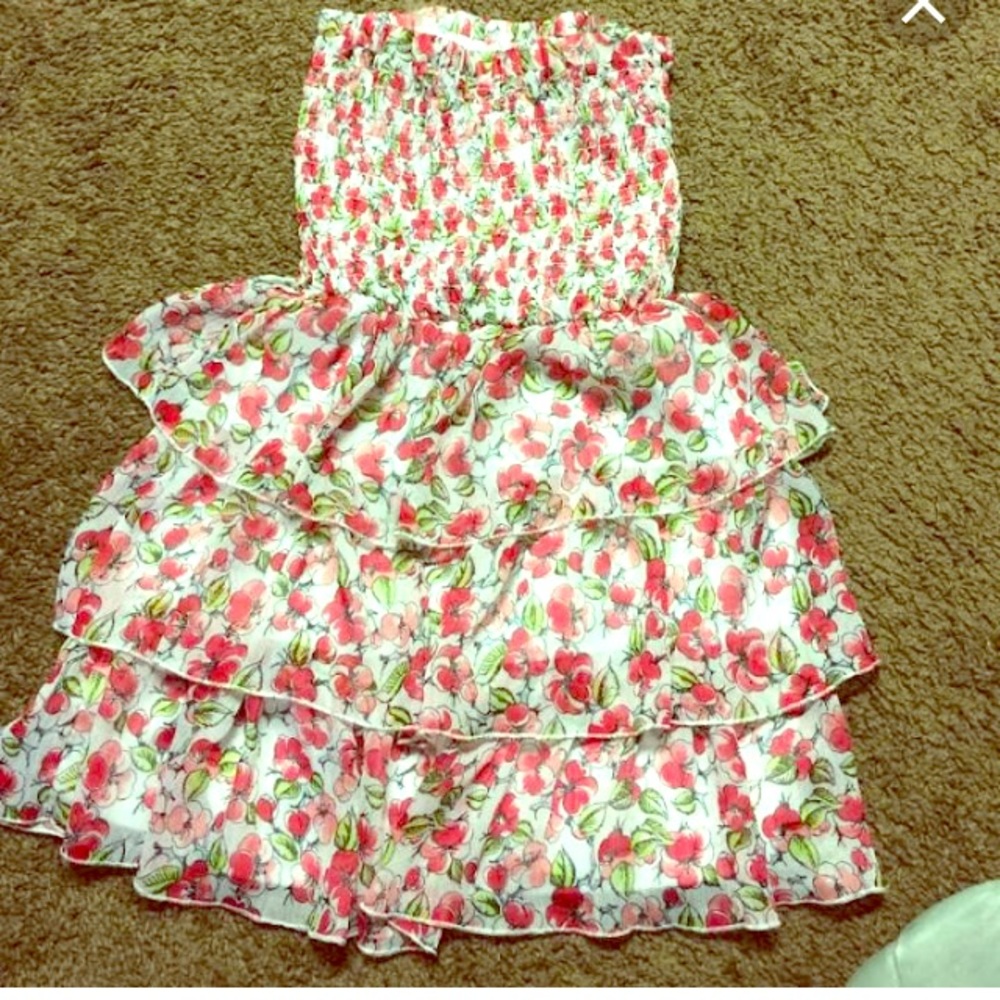 FLORAL STRAPLESS DRESS