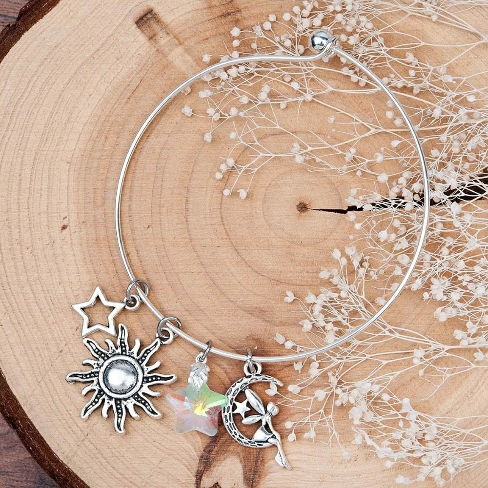 Sedalia Designs Charm Bangle W/ Star, Sun, Fairy