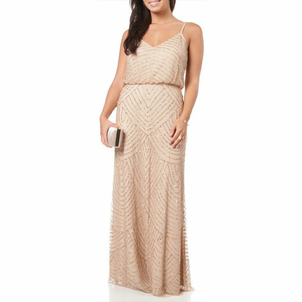 Adrianna Papell Petite Beaded Blouson Gown