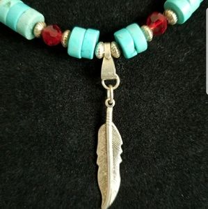 Turquoise Feather Necklace