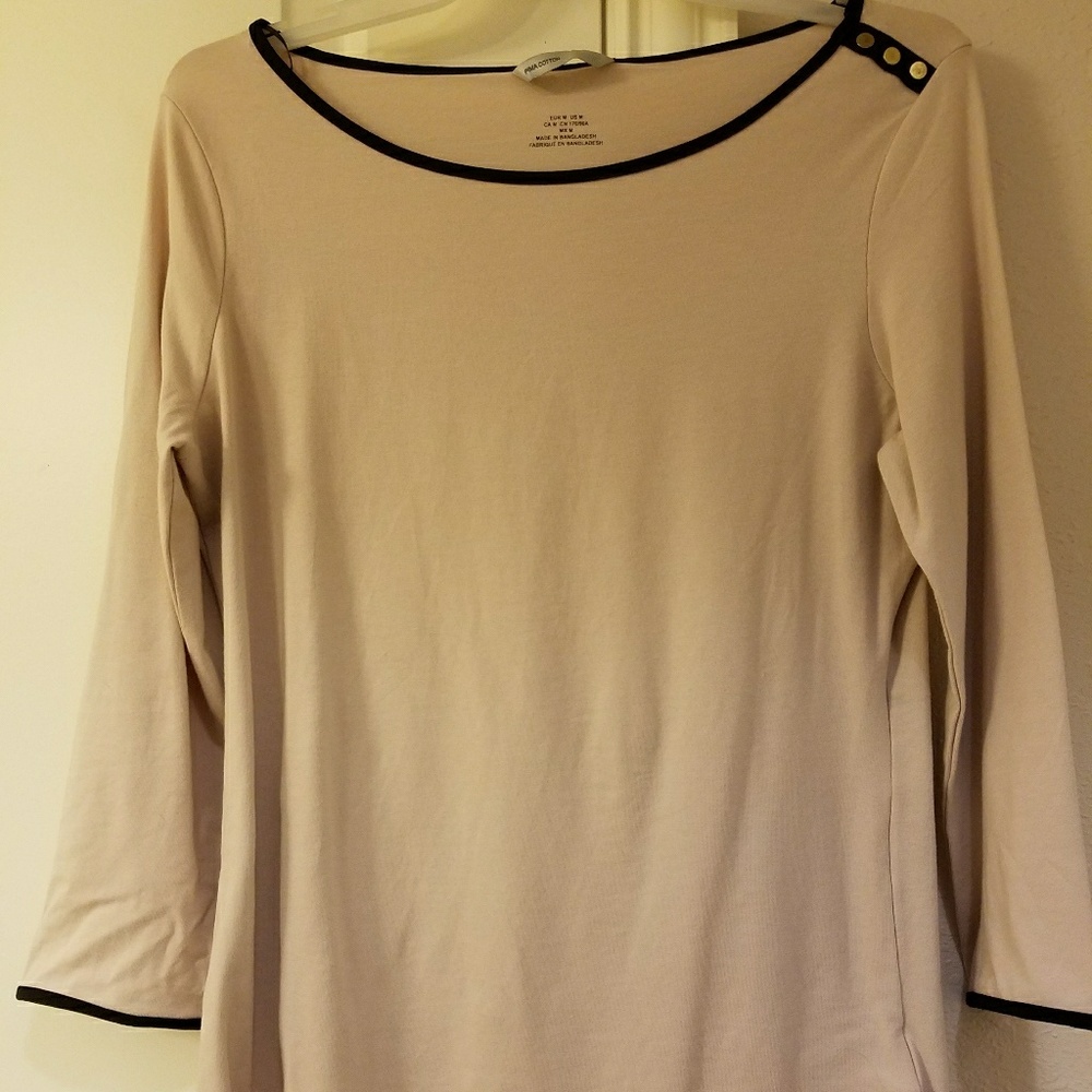 Cream, black trim top