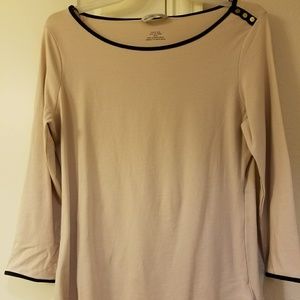 Cream, black trim top