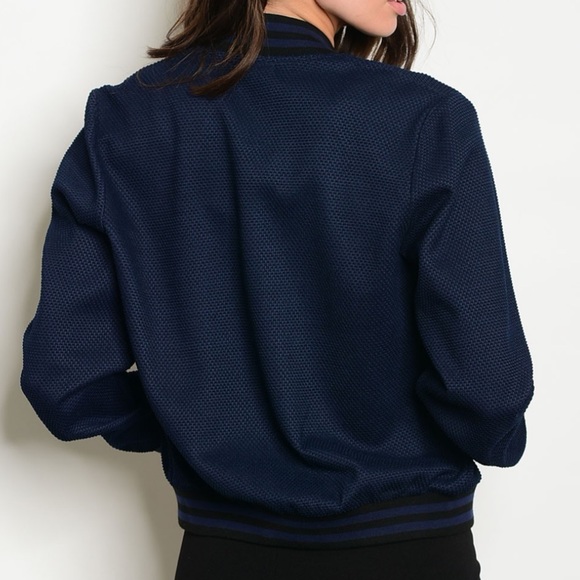Navy Blue Bomber Jacket - Picture 3 of 8